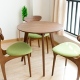 小户型餐桌 日式圆形简约餐桌椅组合北欧白橡木实木圆桌餐厅家具