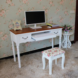 韩式地中海书桌 白色台式家用电脑桌 欧式简约实木带抽写字台桌子