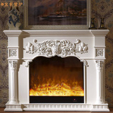 欧式壁炉装饰柜 1/1.2/1.5米实木白色描银壁炉架 壁炉芯美式壁炉