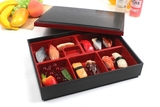 厂家直销高档日式便当盒 木纹商务套餐盒多格 分格寿司塑料快餐盒