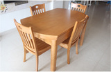 可伸缩餐桌倚组合6人1.2 1.5米实木简约现代4 8 人现代小户型饭桌