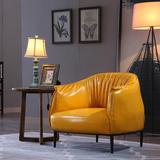 北欧单人沙发卧室洽谈咖啡椅现代设计休闲客厅组合美式创意皮椅子