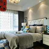 新中式床 现代简约1.5-1.8米双人床婚床酒店别墅样板房间实木家具