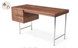 实木家具原木黑胡桃橡木书桌日式简约北欧铁艺复古工作台电脑桌