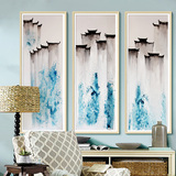 现代新中式装饰画 客厅沙发背景玄关壁画 三联抽象水墨禅意挂画