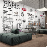 手绘3D立体欧式巴黎时尚女孩服装壁画个性咖啡厅服装店墙纸壁纸
