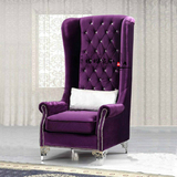 欧式新古典老虎椅酒店沙发形像椅美式高靠背老虎椅单人实木沙发椅