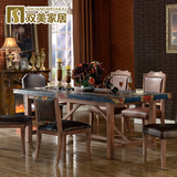 美式复古铁艺餐桌小户型实木餐桌椅组合酒吧咖啡店桌椅休闲吧餐桌