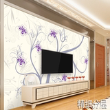大型壁画3D简约欧式田园花纹手绘壁纸客厅沙发卧室电视背景墙纸