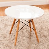 欧式简易客厅茶几边几 创意实木边沙发桌 简约时尚白色小圆桌