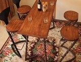 现代简约铁艺实木家用吧台桌椅组合客厅靠墙小吧台桌高脚桌高桌子
