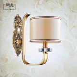 新古典现代电镀铜简约床头单头壁灯美式过道走廊欧式墙壁布罩灯具