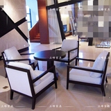 新中式售楼处洽谈桌椅组合实木一桌四椅接待圆桌会所茶馆酒店家具