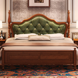 贝伊美 美式真皮实木床1.51.8米双人床欧式床婚床储物高箱床101