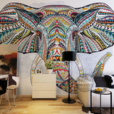 手绘大象少数民族风格现代简约工作室壁画服装设计个性1墙纸墙画