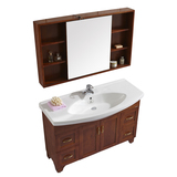 法恩莎品牌欧式卫浴实木橡木浴室柜组合镜柜吊柜洗手盆FPGM3640-C