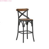 美式复古铁艺实木高脚椅复古酒吧咖啡厅餐厅椅子吧台前台椅吧凳
