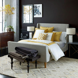 北欧小户型布艺床美式现代简约欧式卧室单双人1.2米布床1.8米婚床