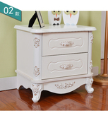 简易小户型欧式象牙白色烤漆床头柜实木创意床边柜收纳雕花储物柜