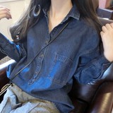 2016春季新款韩版学生原宿BF风宽松长袖牛仔衬衣女衬衫外套上衣潮