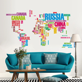 可定制彩色英文字母大型世界地图墙贴 办公室客厅卧室背景墙贴