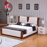 全实木水曲柳床婚床双人床1.5 1.8米美式地中海白色欧式床榆木床