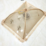包邮饭菜罩高档欧式圆形伞式食物罩网纱绣花罩桌盖餐桌饭罩长方形