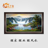 中式油画聚宝盆风水风景画客厅装饰画办公室挂画玄关壁画