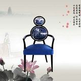 新中式实木餐椅休闲软包高背椅梳妆美甲影楼椅子单人沙发椅扶手椅