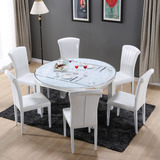 欧式餐桌椅组合 现代简约伸缩折叠实木餐桌圆桌吃饭桌子6人小户型