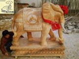 曲阳县石雕大象一对大理石晚霞红大象雕塑摆件汉白玉小象吉祥如意