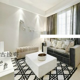 简约时尚欧美黑白色大气客厅地毯 茶几卧室满铺地毯加厚定制