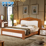 厚重款现代简约中式实木床 地中海1.8米实木床韩式田园床卧室家具