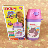 清货包邮Nuby 努比 儿童婴儿不锈钢真空保温背带吸管杯360ml 正品