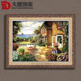 欧式风景油画客厅玄关纯手绘托马斯花园景油画框幸福家园系列N38