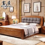 实木床软靠高箱储物婚床现代中式1.5米1.8米橡木床卧室家具气压床