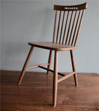 北欧简约现代黑胡桃木实木美式餐椅温莎椅休闲靠背咖啡厅椅子包邮