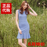 韩国正品代购NAIN官网女装夏季紧身针织连衣裙荷叶边短裙OP-2945