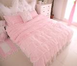 纯棉床裙粉红色四件套1.8米公主蕾丝花边全棉4三件套1.2 1.5m床罩