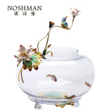诺诗曼奢华水晶玻璃创意小型鱼缸水族箱欧式客厅书房摆件装饰品