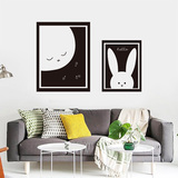 北欧ins兔子画框墙贴纸儿童房卧室客厅玄关卡通背景墙壁装饰贴画