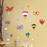 可移除墙贴自粘卧室儿童房间幼儿园背景墙面装饰画贴纸卡通热气球