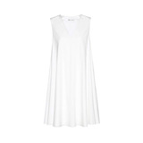 新品定制 白色无袖连衣裙 波浪款V领欧美时尚简约款