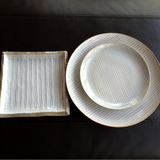 出口外贸陶瓷餐具日式立体条纹创意手绘餐具套餐菜盘早餐盘
