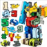 新乐新数字变形字母金刚合体机器人0-9战队大颗粒积木儿童玩具