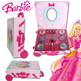 芭比娃娃公主儿童彩妆盒化妆盒女孩手提箱化妆品演出生日礼物套装