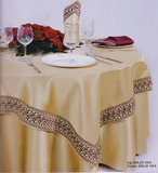 高档酒店会所专用浅金色台布圆桌布椅套套装会议桌台裙套餐垫口布