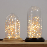 【朵堡】北欧玻璃罩实木台灯温馨床头灯 LED个性创意生日酒吧台灯
