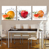简约餐厅装饰画有框挂钟画水晶三联客厅无框画创意壁画冰晶玻璃画