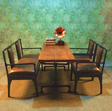 定制美式桌复古铁艺实木餐桌椅组合奶茶店咖啡厅沙发酒吧休闲桌椅